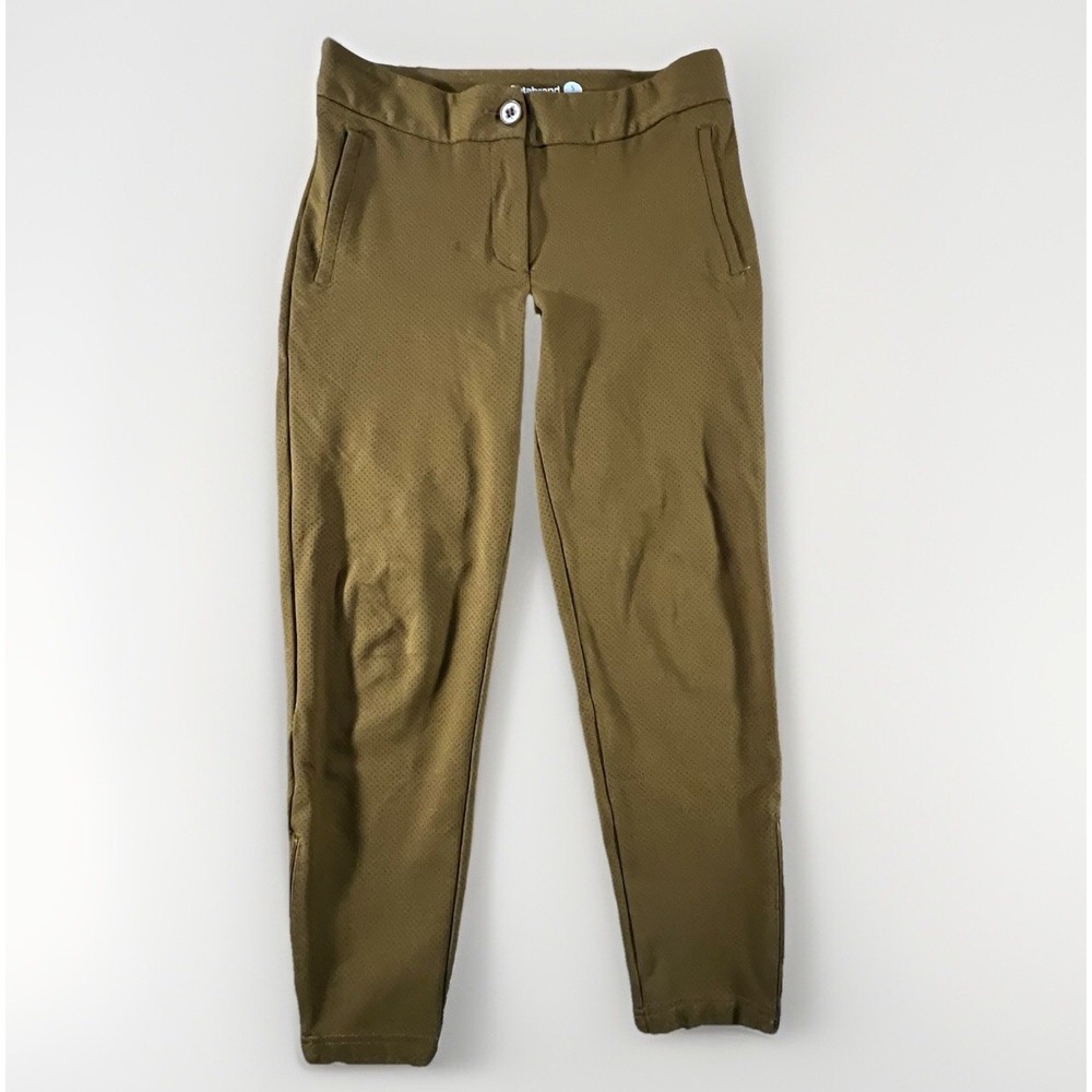 Betabrand Dress Pant Yoga Pants Womens Small Petite Olive Green Skinny Ankle Zip